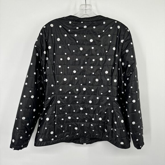Chico's 1 Zenergy Polka Dot Quilted Jacket Black White Size medium pockets - Picture 11 of 12